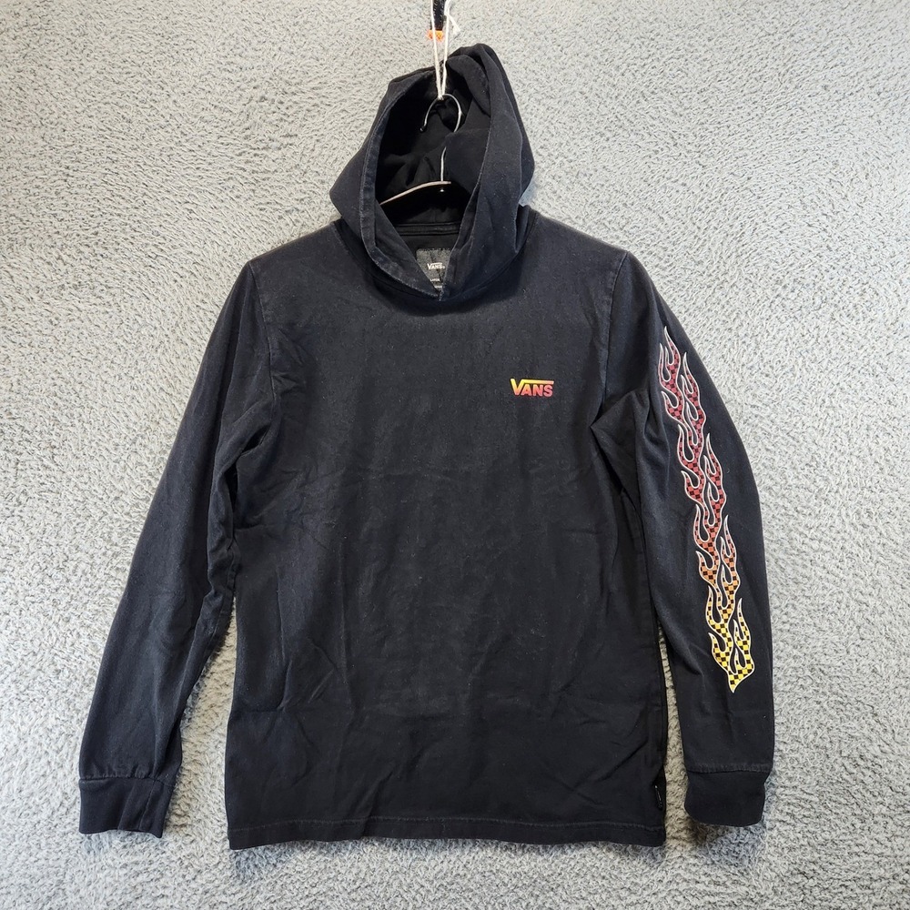 Vans Black Long Sleeve Hoodie Flame‎ Graphic Adult Large Casual 100% Cotton Y2K
